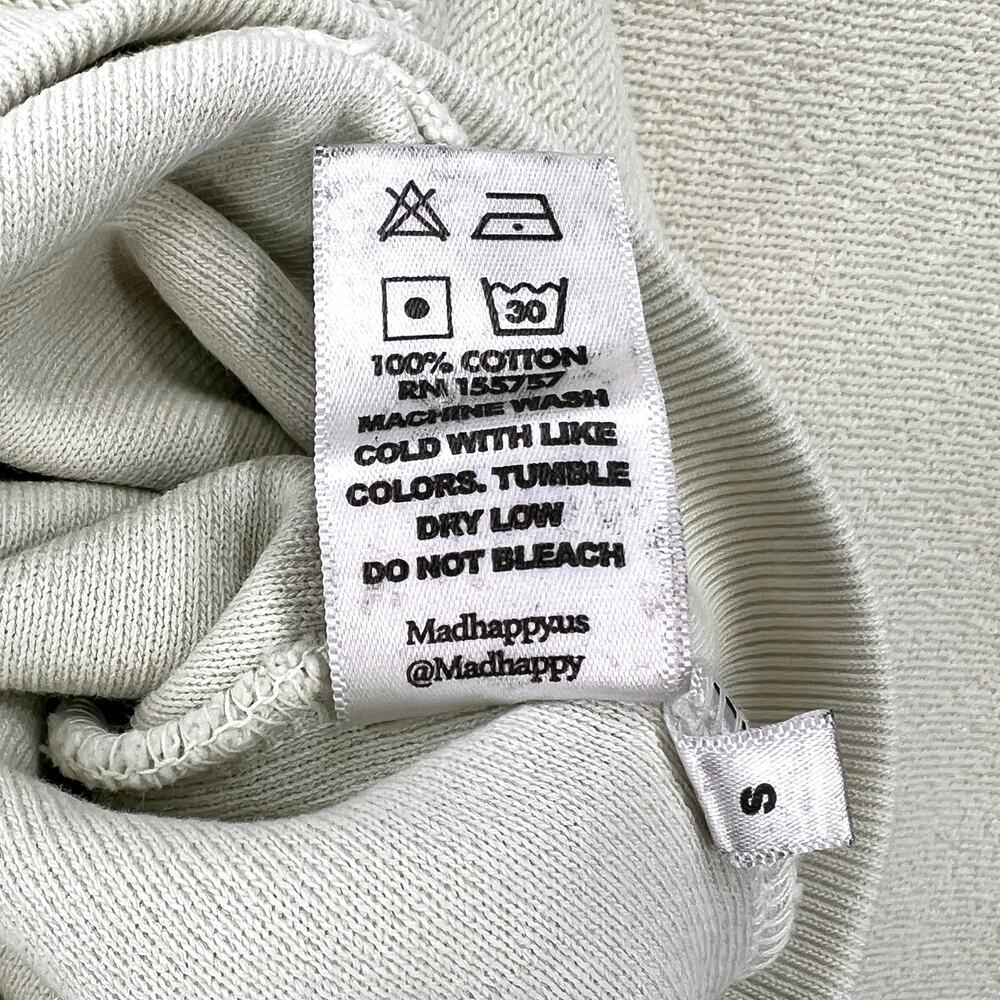 MADHAPPY Rainbow Cropped Crewneck  Sweatshirt Womens Small Pale Green Pullover - Picture 10 of 15